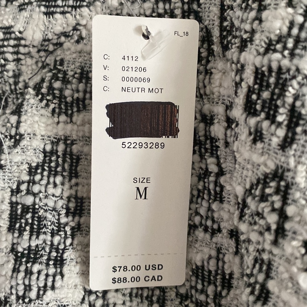 NWT Dolan Anthropologie Asymmetrical Black & White Tweed Ruffle Top-Size Medium - Picture 8 of 14
